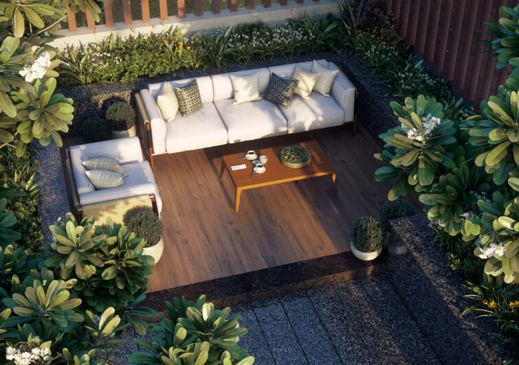 Open Space in Landscaped Terrace Garden